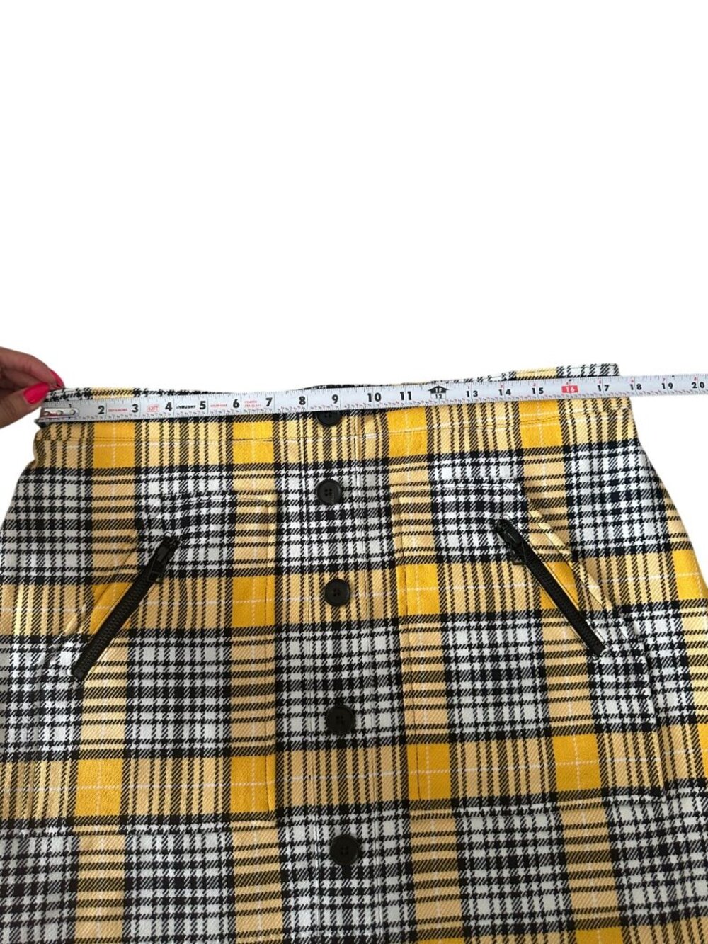 VERONICA BEARD Yellow Black Plaid Button Skirt Size 12 - Picture 5 of 8